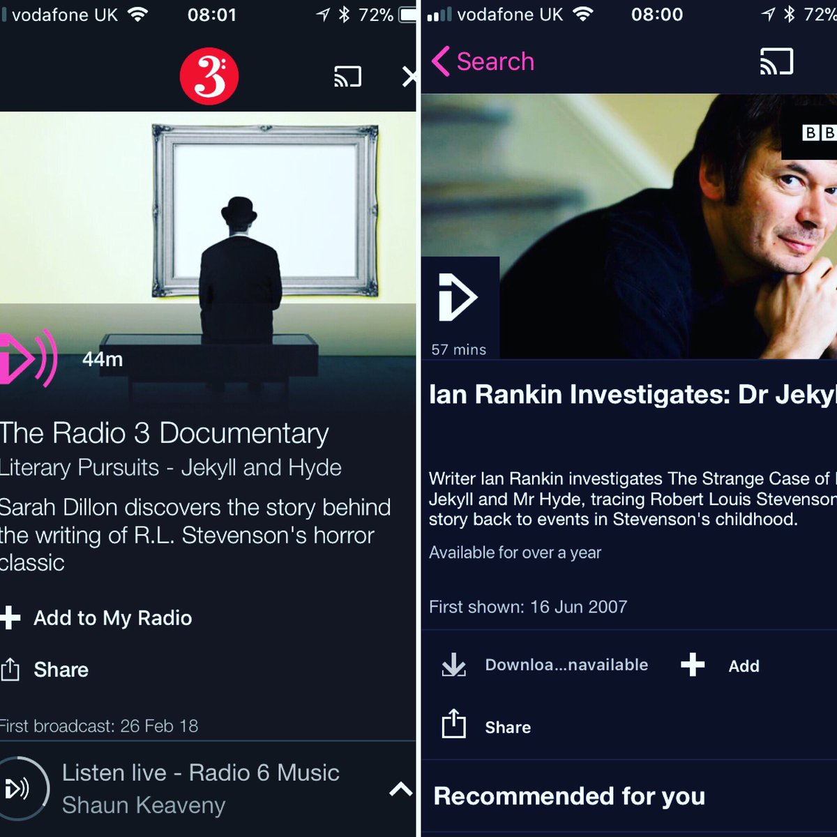 EccoEnglish's tweet photo. Team English recommends these two documentaries for any Y11s wanting to revise Jekyll and Hyde 😇😈 The first one is on iPlayer Radio and the second is on BBC iPlayer 📚 https://t.co/7j8VLzaUow