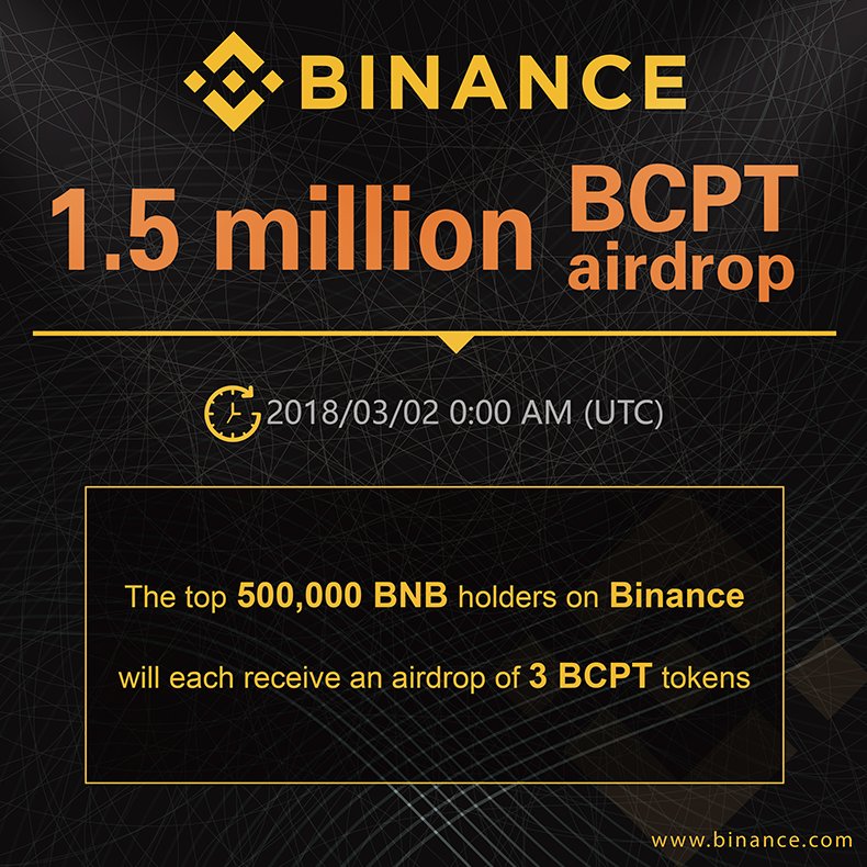 #Binance Distributes Airdropped $BCPT Tokens
support.binance.com/hc/en-us/artic…