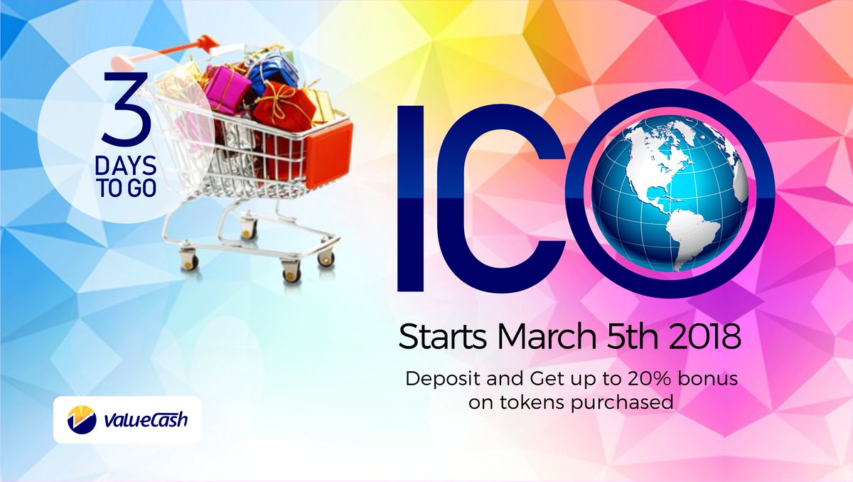 valuecashxvl's tweet photo. Less than 3 days to go!!!
2million tokens to be sold at $1 per token.
20% bonus for every token purchased at stage 1 of ICO.
Register, Deposit and get ready to make your purchase on March 5th, 2018.
https://t.co/JI6J4Iu2I6
#ValueCash #XVL #ZeroTxFee #PoTProtocol https://t.co/yvo1TVJhbm