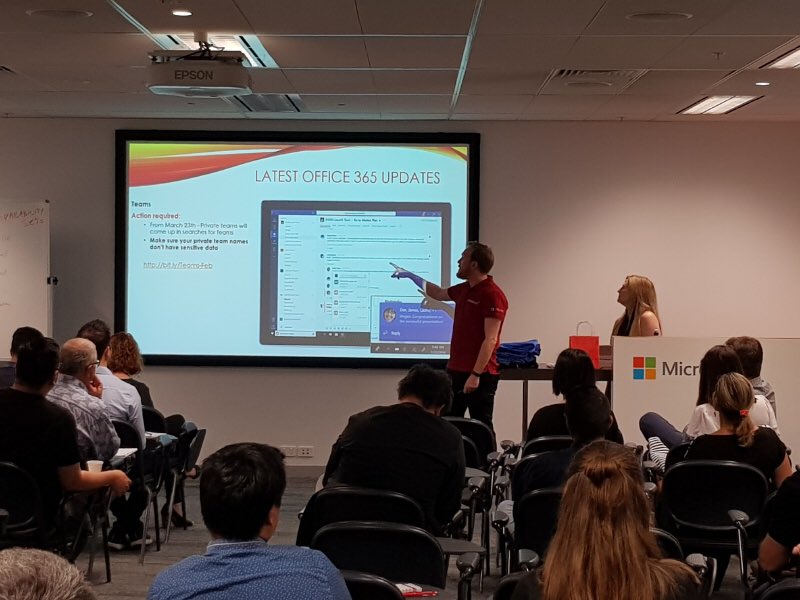 Great turnout at the first @Aus365BUG meetup in #melbourne today. Thanks to all who joined us at @MicrosoftAU to chat about what’s new for non-techies in O365, and how to work with your colleagues to get the most from it! Look forward to the next event in April.