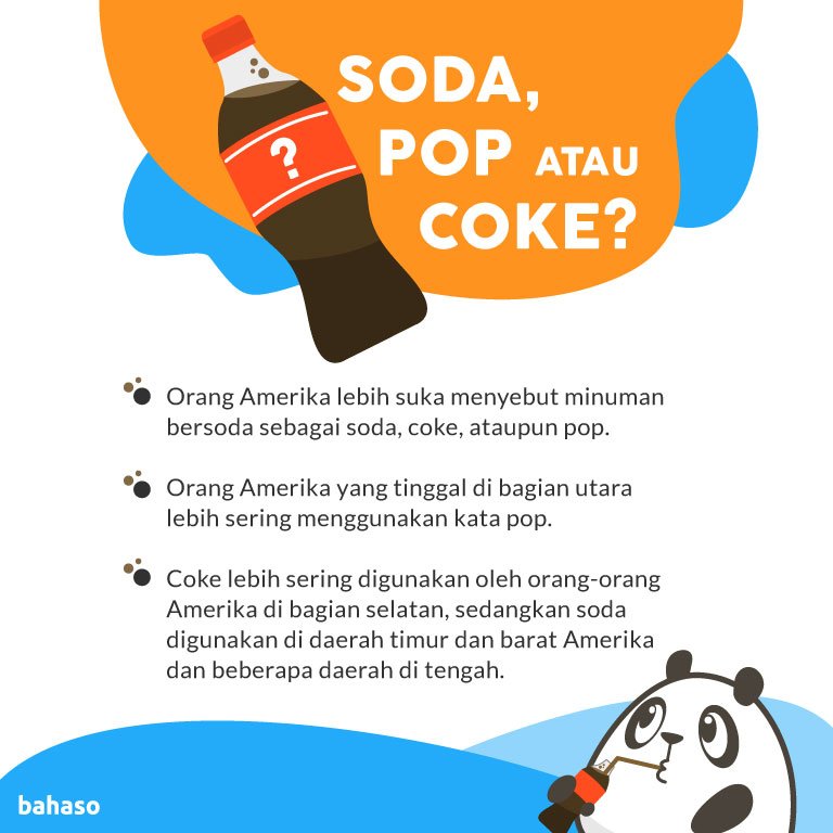 bahasodotcom's tweet photo. "Soda"? "Pop"? atau "Coke?" Yang mana yang sering kamu ucapkan, Learners?
Yuk daftar di https://t.co/TJn0VZhJmG Berlatih bahasa asing online Gaya Zaman NOW! #Bahaso
#onlinelearning #edutechindo #edtech #belajarbahasainggris #belajaringgris #kelasbahasainggris #kelasinggris https://t.co/EyNsgsogqG