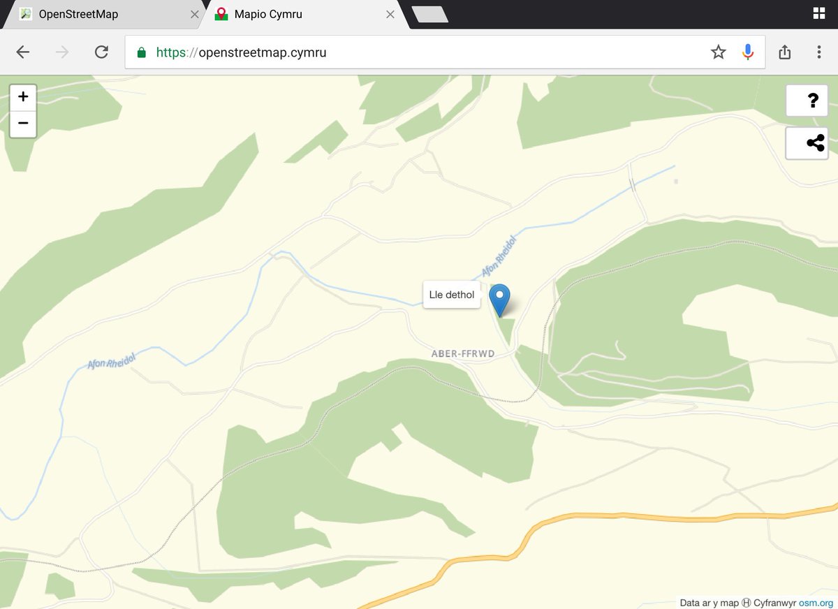 MapioCymru's tweet photo. Byddwn am esbonio pwysigrwydd #OpenDataDay @ODICardiff sef Diwrnod #DataAgored 3.3.18 ar raglen ardderchog #GalwadCynnar @GeralltPennant @BBCRadioCymru bore fory. Dyna’r data sy’n sail i’n map @openstreetmap @Cymraeg le gellir nodi llefydd a digwyddiadau dethol! [ Llun @rhif7 ] https://t.co/h11hRDa1Yw