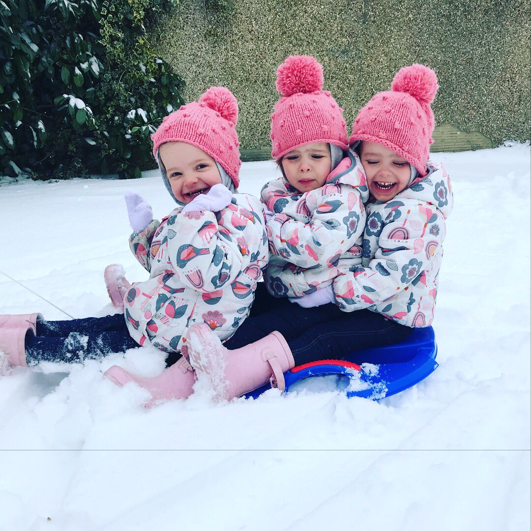 triplehalliwell's tweet photo. @SkyNews Despite all the chaos our triplets are loving the snow ⛄️ #triplets #funinthesnow #beastfromtheeast #skynews https://t.co/CCIFmib9eq