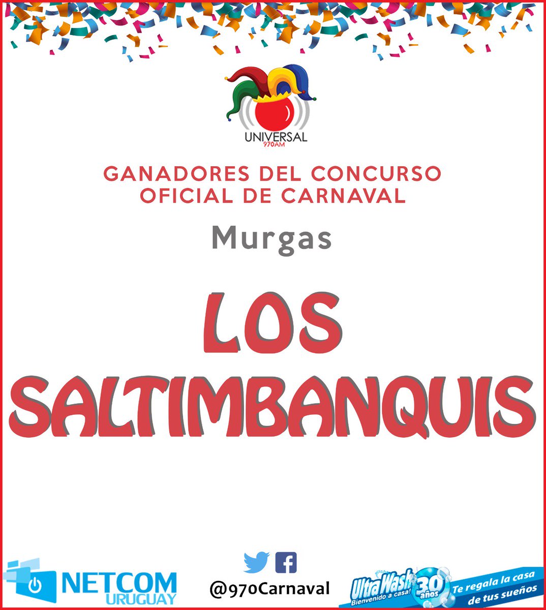 970carnaval's tweet photo. #Fallos
En #Murgas ganó @LSaltimbanquis 1467
@cayolacabra 1435
@CurtidoresdeHon 1424
@murgalgm 1405
@LaTrasnochada 1400
@LaClaveMurga 1378
@DonaBastarda 1361
@patoscabreros 1352
@MurgaLaMojigata 1337
@MomolandiaMurga 1301
#Carnaval2018 #970Carnaval #NocheDeFallos
@970universal https://t.co/dRJk59u8tr