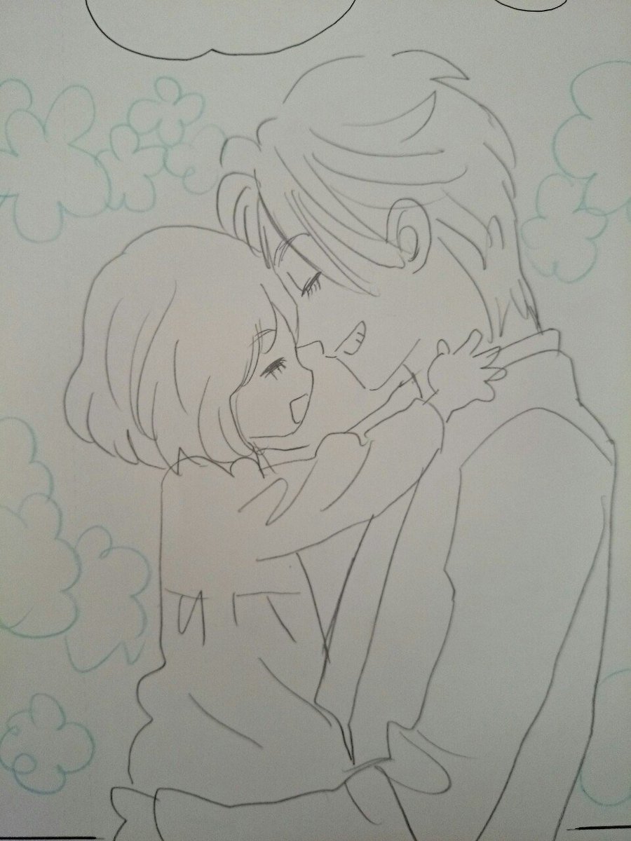 今回の原稿中に撮ってみました!アタリ絵～仕上げまで。
#ワンダーハニー 