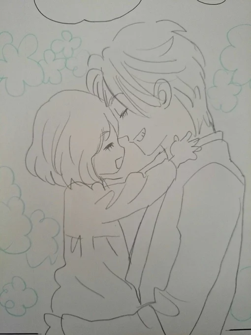 今回の原稿中に撮ってみました!アタリ絵～仕上げまで。
#ワンダーハニー 