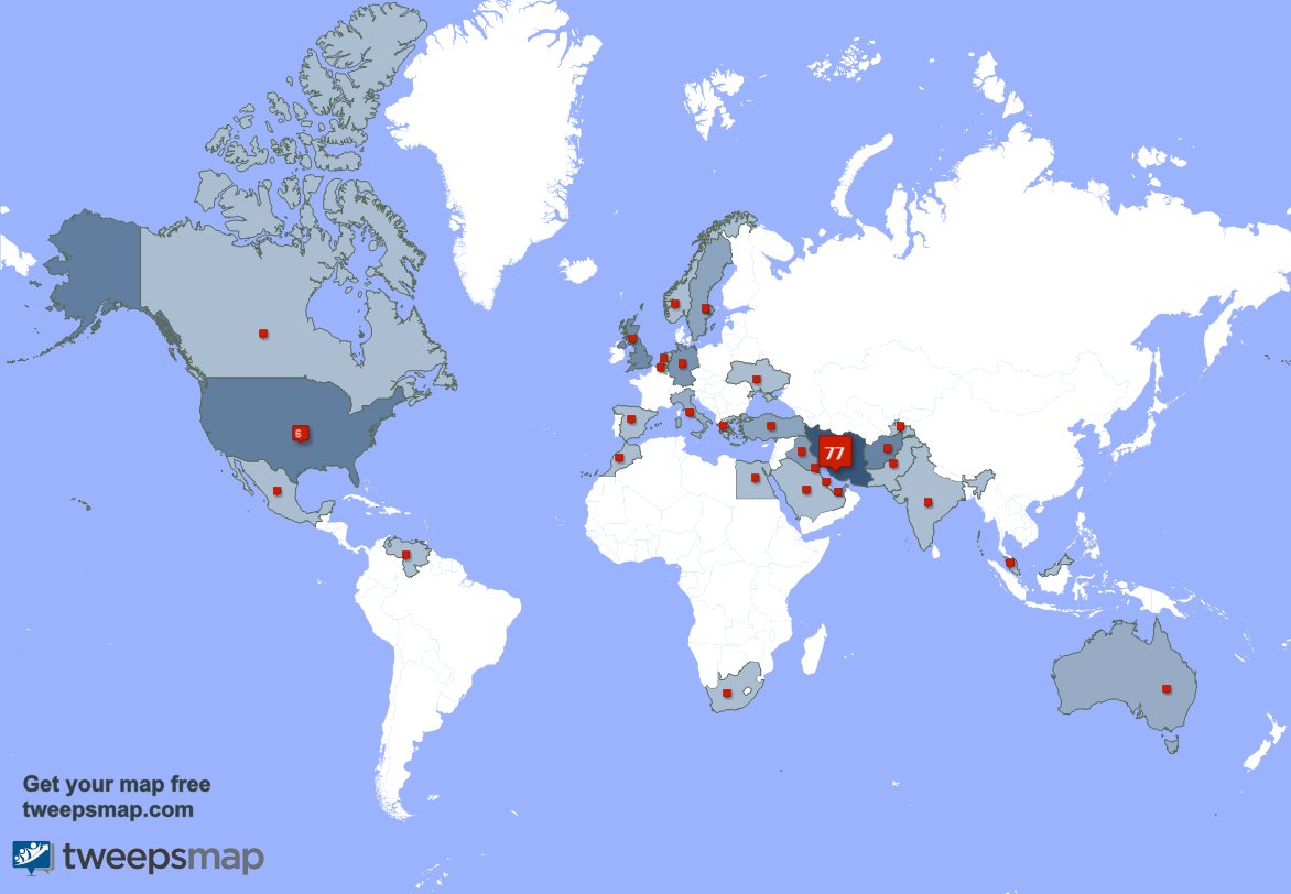 AMiI2y's tweet photo. My followers live in Iran (75%), USA(6%)... Get your map: https://t.co/GXvcXHfdei https://t.co/gbtBZz4SNJ