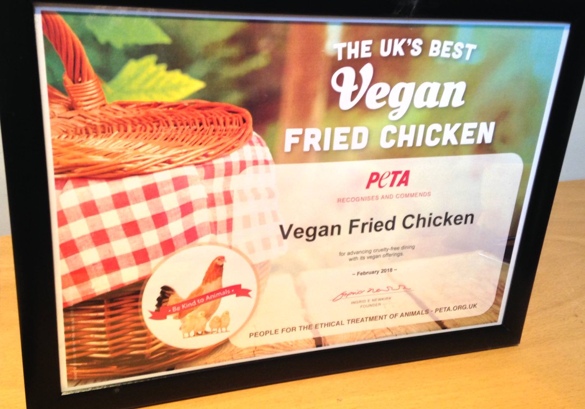 I'm really pleased to announce that VFC has been given some recognition in the form of an award from <a href="/PETAUK/">PETA UK</a>. Here it is, proudly displayed. Let's keep showing the world we can have tasty food without hurting anything! #Vegan #VeganJunkFood #PETA #AnimalLiberation #GoVegan