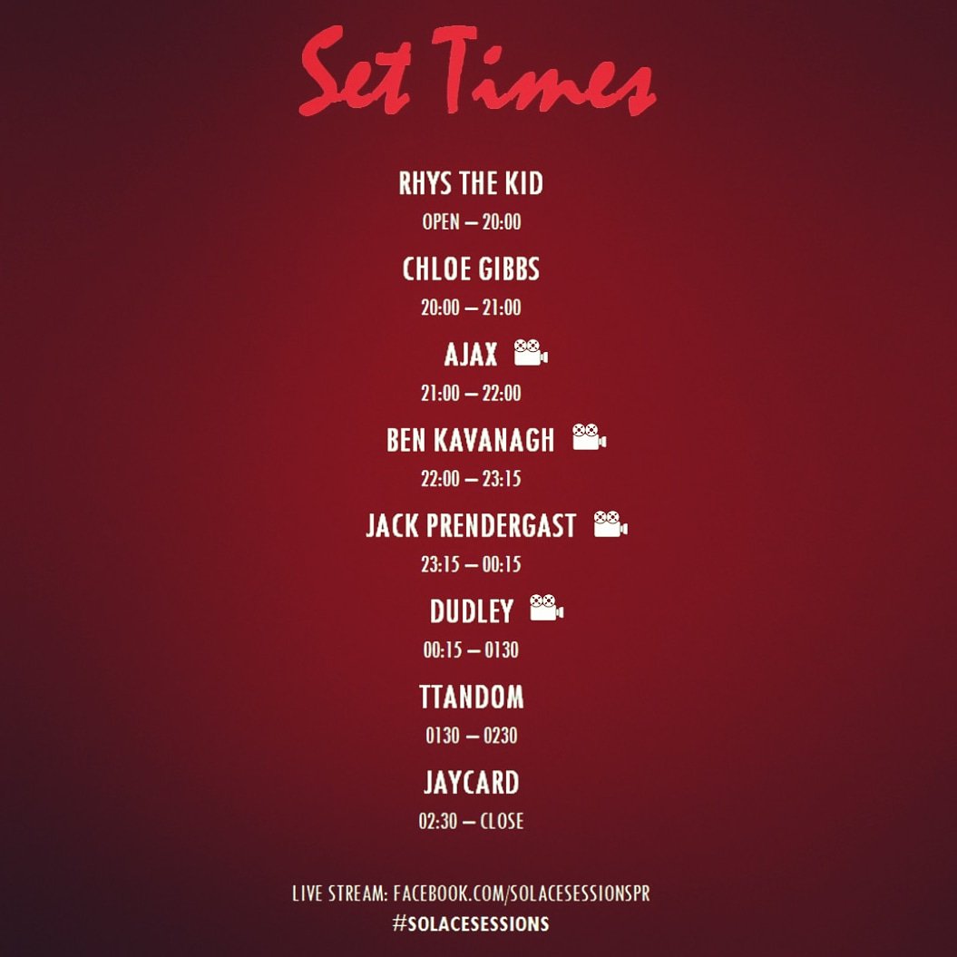 solace_sounds's tweet photo. *SET TIMES* Tonight we keep yiu warm until the early hours with underground sounds from these guys.  Doors open at 7pm ○❄

#solaceinthesnow #solacesessions #livestream https://t.co/H0ZyrP8bw8