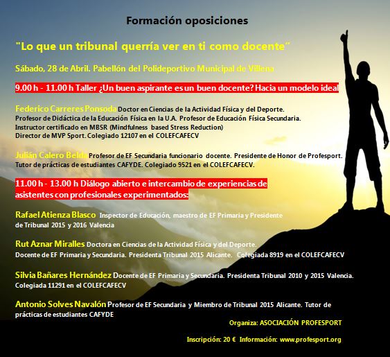_Profesport_'s tweet photo. Oposiciones. 4 horas de preparación a aspirantes a funcionarios docentes en Villena, 28 de abril, sábado. Inspectores de educación y expresidentes tribunal. https://t.co/WBr1ft60NS https://t.co/eTjbVCLau5