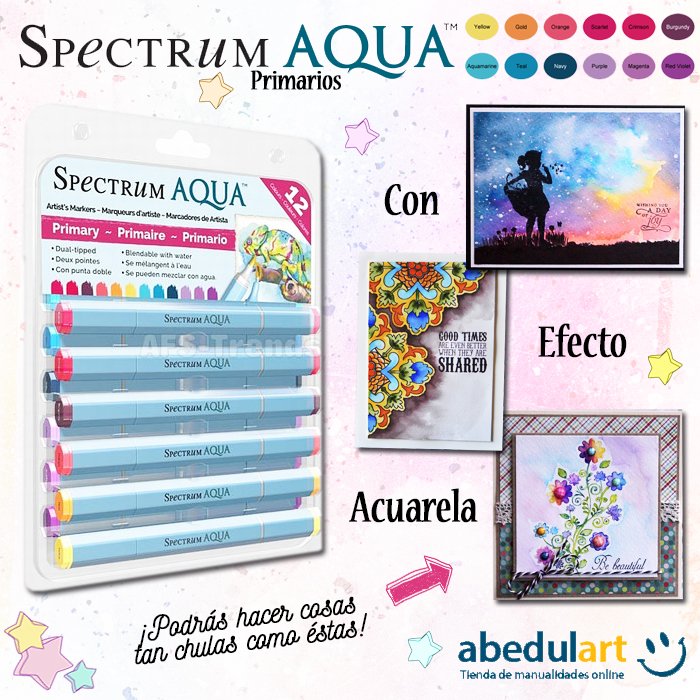 abedulart's tweet photo. ¡Vuestros proyectos más chulos con los rotuladores de colores primarios #SpectrumAqua! (https://t.co/JSQNNrO7al) Son a base de agua, lo que proporciona un precioso efecto acuarela. ¡Y son mezclables entre sí! 🖍️ https://t.co/Rpg48WeYgt