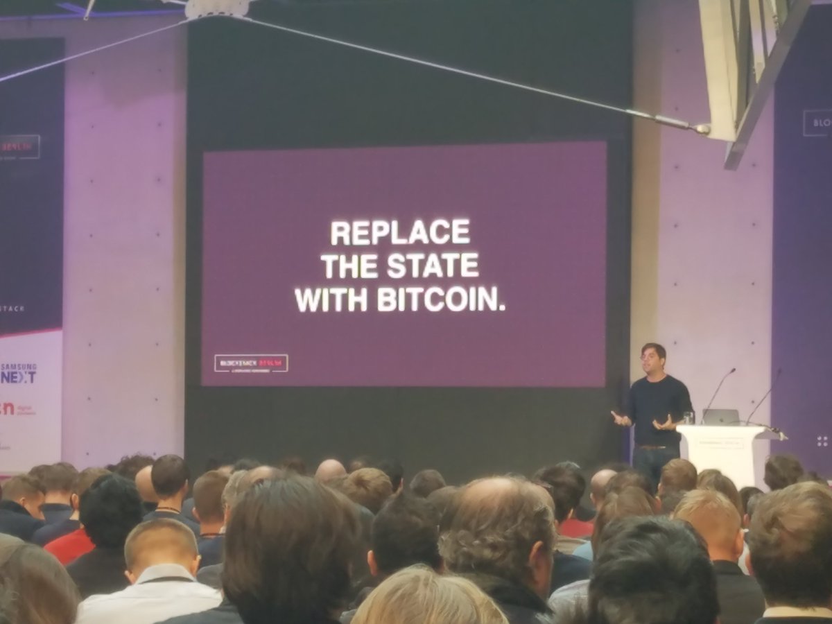 "We can use the blockchain to provide an alternative to the state... more humane and fair than what governments have offered before." - <a href="/santisiri/">santi</a> <a href="/DemocracyEarth/">Democracy Earth</a> #BlockstackBerlin