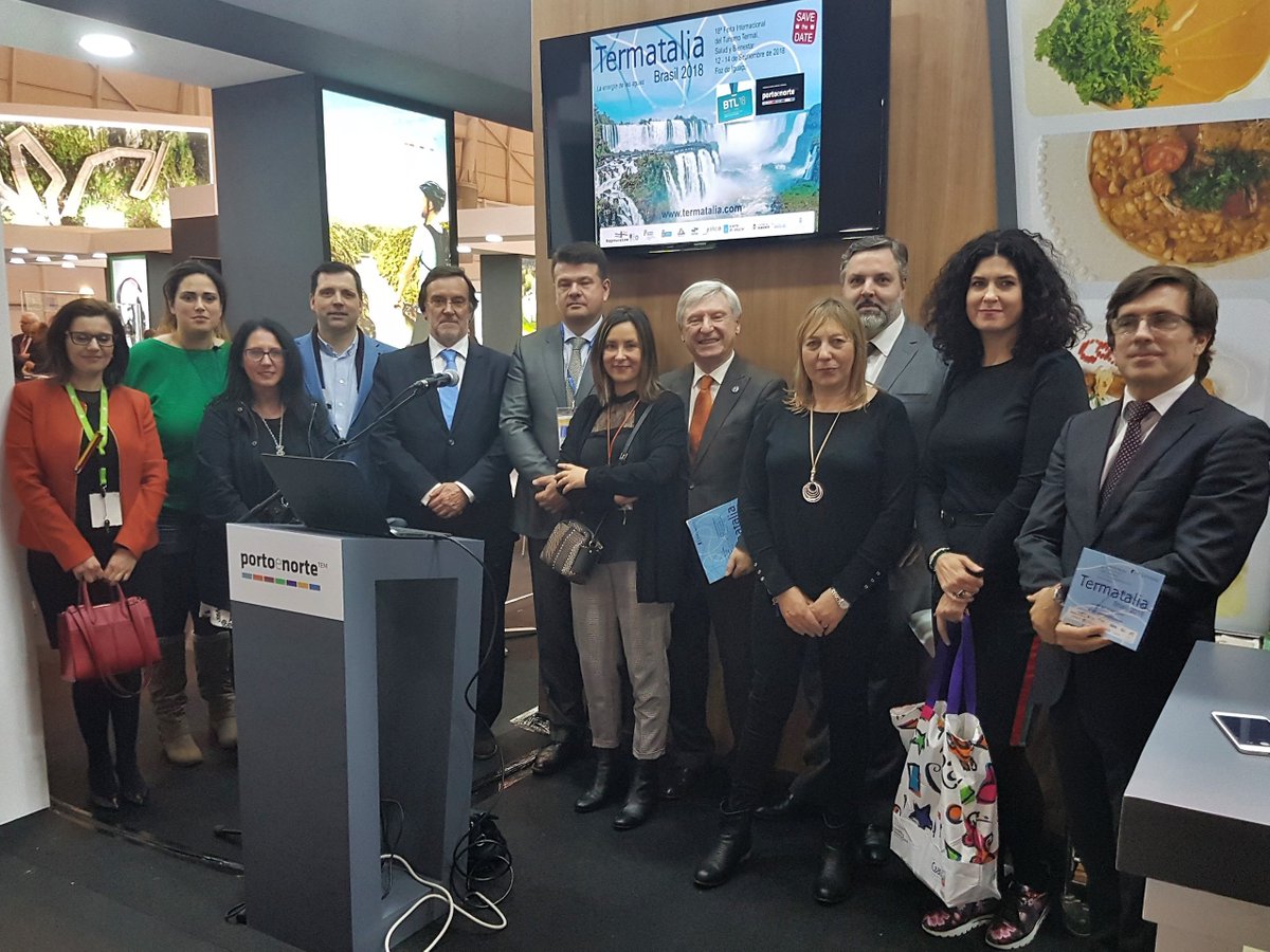 Termatalia's tweet photo. #TermataliaBrasil2018 se presenta en la #BTL de Lisboa. El stand de @PortoeNortePT acogió este acto al que acudieron importantes agentes turísticos del sector, públicos y privados, y medios de comunicación 
https://t.co/HyeHjY5wcl https://t.co/gfcSGJkzAQ