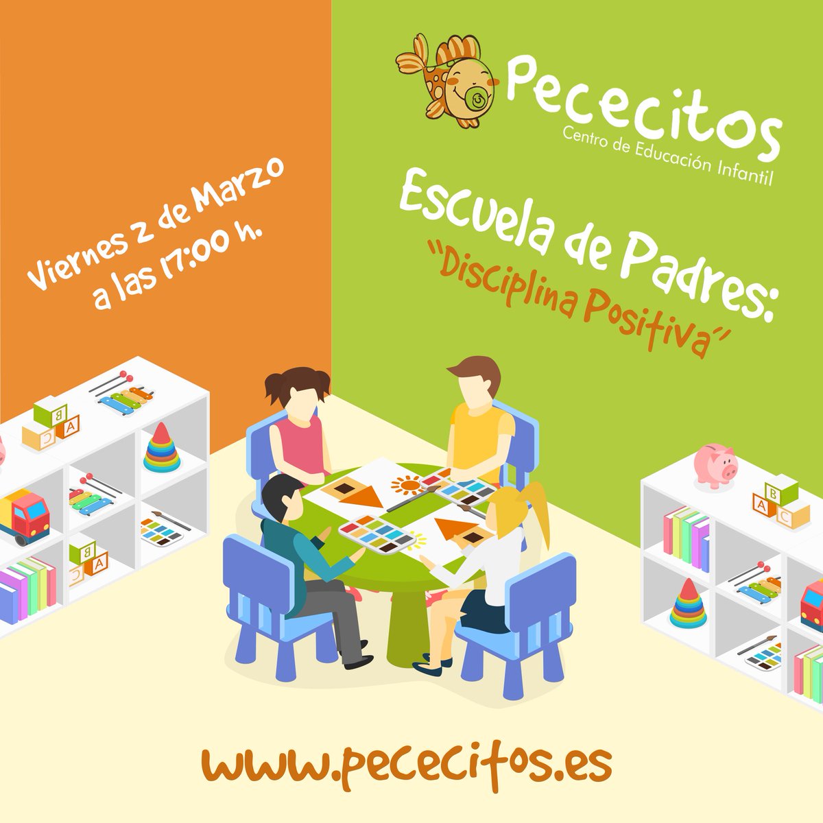 CEIPececitos's tweet photo. ¡Buenos días papás y mamás! Os recordamos que hoy a las 17:00 tendrá lugar la Primera Escuela de Padres a cargo de "Salud Mañana". El tema será Disciplina Positiva. ¡Nos vemos esta tarde!
----------------------------
#CEIPececitos #escueladepadres #DisciplinaPositiva https://t.co/QesdKGCXVp