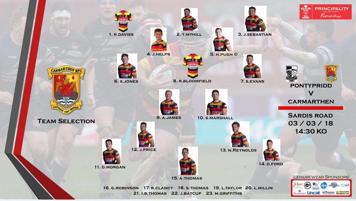 CarmQuinsRFC's tweet photo. Here are the 23 #mightyquins to take on @PontypriddRFC this Saturday 🔴🌕🌑 https://t.co/RT6ox21wMI