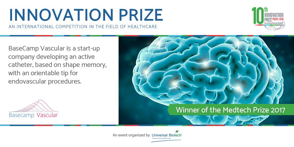 U_Biotech's tweet image. Check out last year’s #InnovationPrize winner in our #medtech category BaseCamp Vascular and their innovative catheter for endovascular navigation. Become this year’s laureate by submitting your project here: universal-biotech-prize.com #ICath #Health #MedicalDevice #Neuroradiology