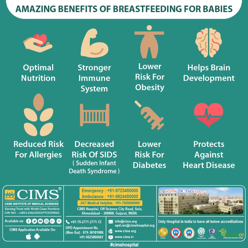MarengoCIMS's tweet photo. Amazing benefits of breastfeeding for babies.

#Benefits #Breastfeeding #Babies 
#Nutrition #Stronger #ImmuneSystem #Obesity #Brain
#Allergies #Death #Diabetes #HeartDisease  #LowerRisk
#Protect  #Development #Decreased
#SuddenInfant #DeathSyndrome 
#CIMS #CIMSHospital https://t.co/tAvWVMWZoY