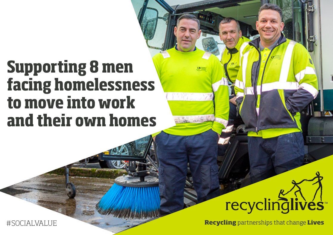 recyclinglives's tweet photo. There is no better feeling than seeing someone standing tall, after getting a job and their own home having been through our residential charity. The £0.3m social value this created in 2016/17 is the icing on the cake! #socialvalue #changinglives https://t.co/5p73pjBp9e