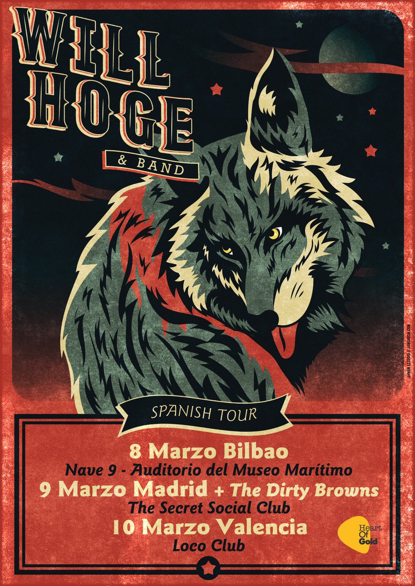 HeartOfGoldSp's tweet photo. @WillHoge presentará 'Anchors' la próxima semana y avisamos, que viene con una banda espectacular. 🎫  https://t.co/ar7PbjRsB9  
✔️ 08.03 NAVE 9 - Auditorio @MaritimoBilbao 
✔️ 09.03 @TSSCMadrid #HuercasaNights + #TheDirtyBrowns
✔️ 10.03 @SALALOCOCLUB, Valencia https://t.co/EgxLuUPrXa