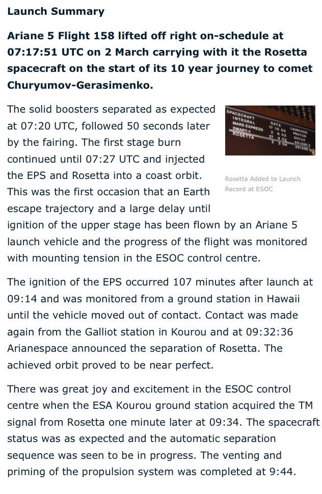 Spyder_Webb's tweet photo. #OnThisDay 2 March 2004 #Ariane5 #Flight158 was launched.

It carried the @ESA_Rosetta probe &amp; @Philae2014 lander on their 10 year journey to #comet Churyumov-Gerasimenko #67P.

Watch the launch on YouTube: https://t.co/FoUk3cpx3G

#rosetta #space #astronomy #SolarSystem #cosmos https://t.co/F2taFpCEYc