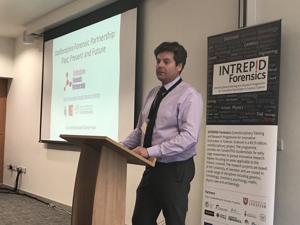INTREPIDForSci's tweet photo. Next up...David Flatman-Fairs and Stuart Bell explaining the benefits of academic/police collaborations in Staffordshire #forensiccollaboration @staff https://t.co/hfYu24UJfx