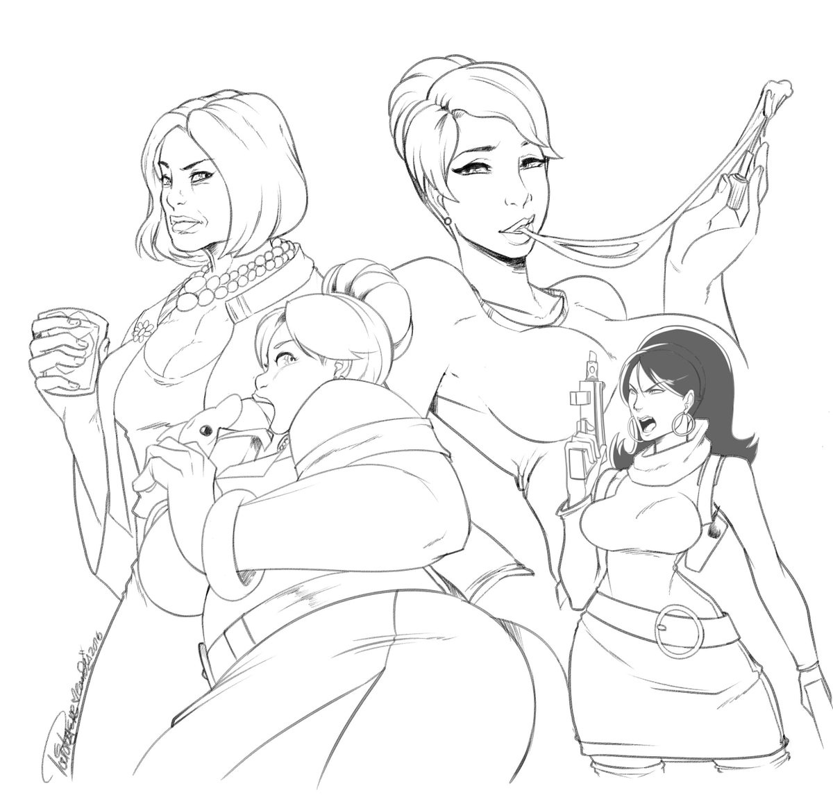 an old sketch of some of my favorite people. @archerfxx ladies. 