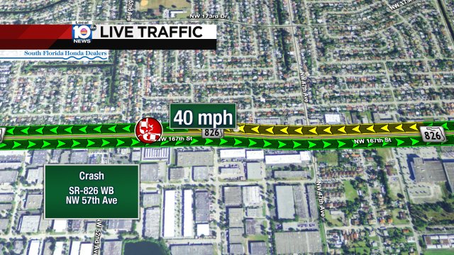 Crash on SR-826 WB at NW 57th Ave #traffic https://t.co/Rpz8bWCr4v