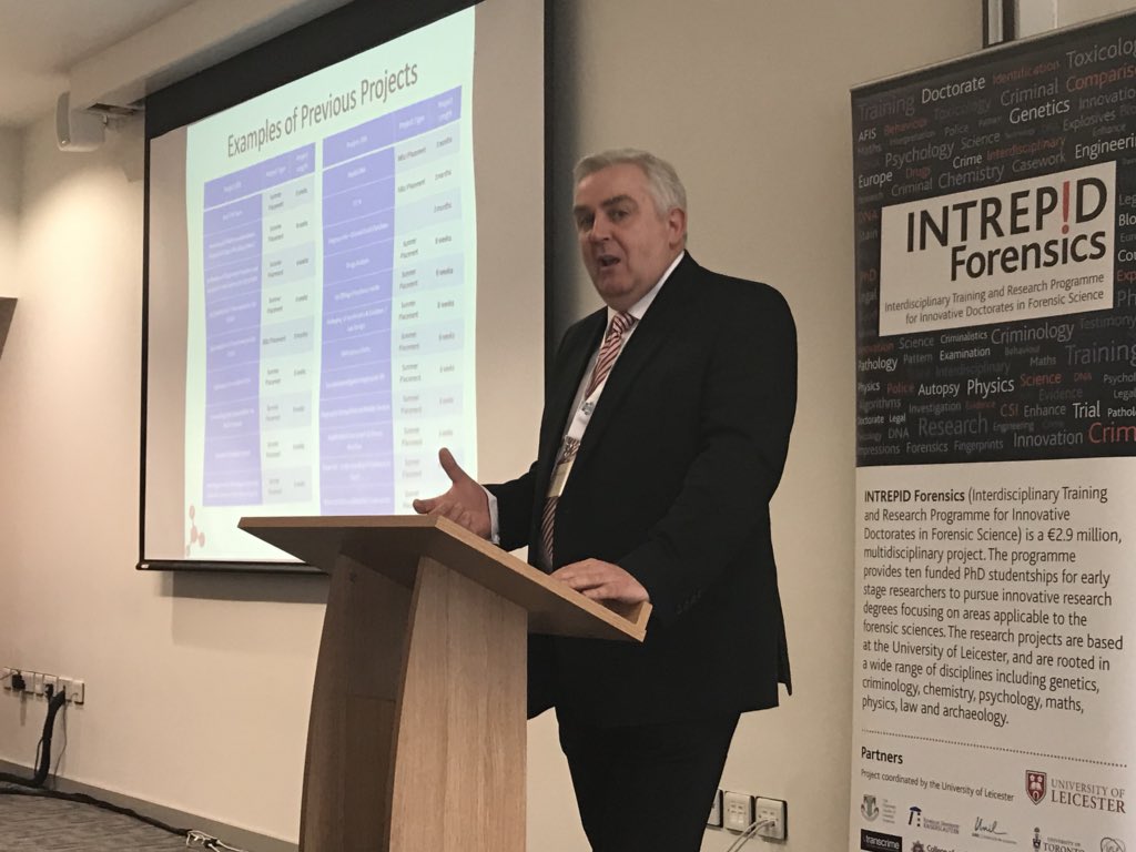 INTREPIDForSci's tweet photo. Stuart Bell outlining the benefits and challenges of collaborations from the police perspective #forensiccollaboration https://t.co/UNAw65l19I