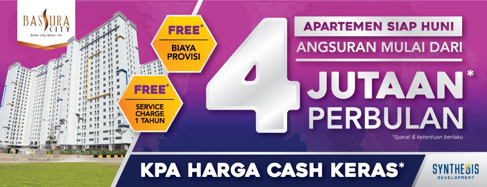 Limited on March 2018:
> KPA Harga CashKeras.
> Angsuran mulai 4Jutaan*
> Free Provisi.
> Free IPL 12 Bulan.
> Siap Huni.

Info: bassuracity.id
Tlp: 021-85910000

#apartemen
#bassuracity
#apartemenbassuracity
#siaphuni
#apartemenjakarta
#jakarta
#basukirahmat
#properti