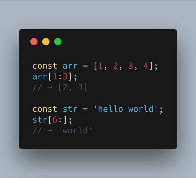 _gsathya's tweet image. ✨ I wrote up a straw man for adding a slice notation to ECMAScript:
github.com/gsathya/propos…
Feedback welcome!