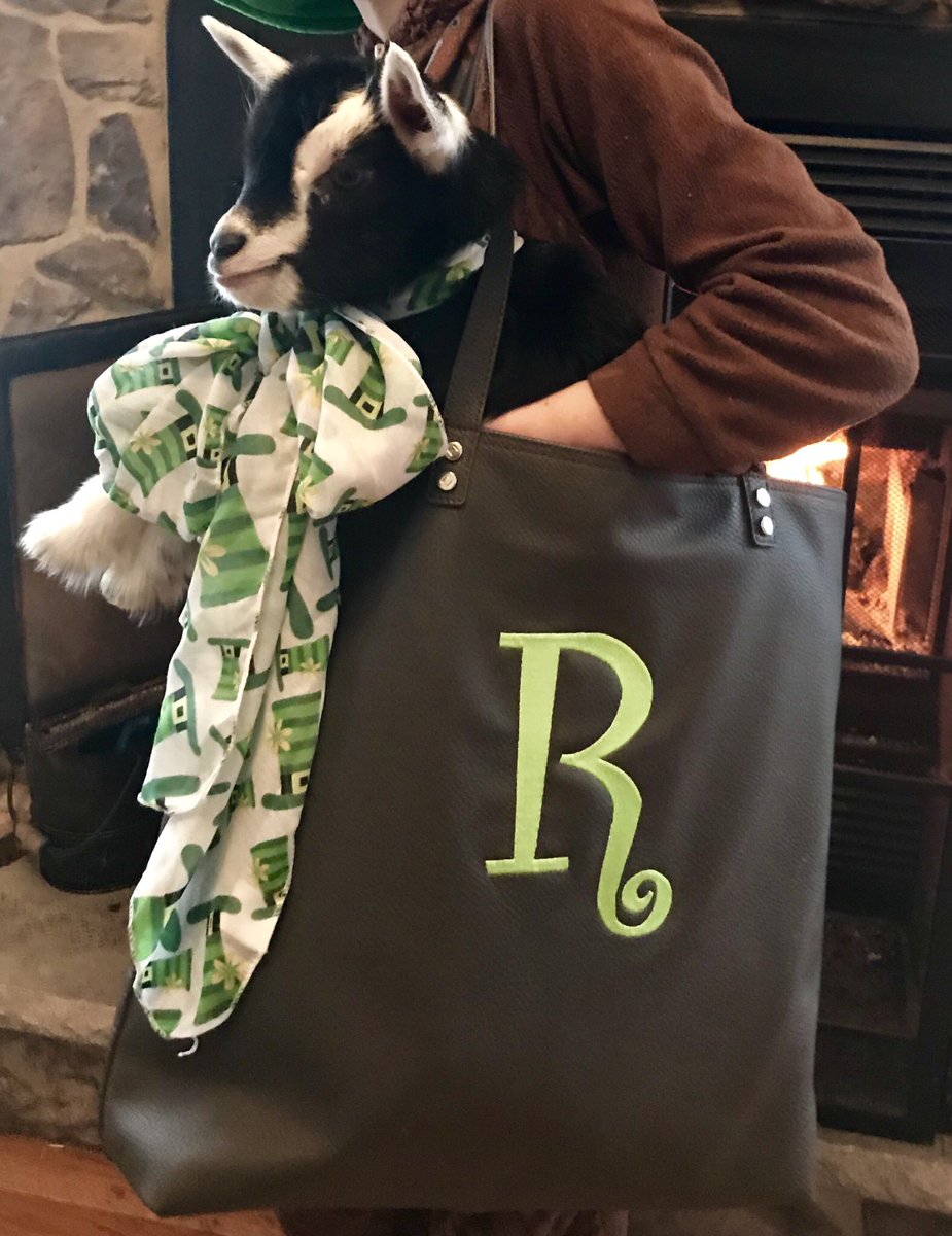 DawnRack's tweet photo. In honor of Dr. Suess birthday ... A goat in a tote of course!

* product shown: Around town tote https://t.co/XtZv6Se2SY