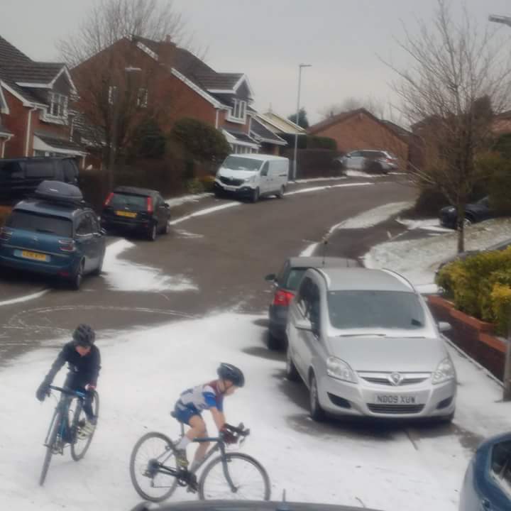 Skills training in the snow, note the t-shirt and shorts on <a href="/KieronH10/">Kieron H</a> younger brother😎