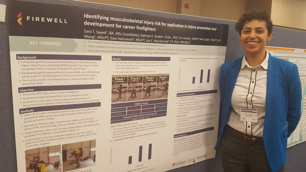 sindenk1's tweet photo. Graduate student @SaraT_Sayed presenting #FIREWELL research; TEAM-feedback seems to be helpful in helping firefighters perform work safely. #LakeheadUKin @mylakehead https://t.co/ClJIlgIIQu