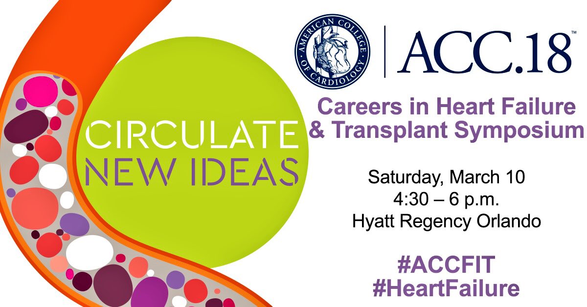 KevinShahMD's tweet photo. #ACCFIT — Please spread the word on the Careers In #HeartFailure and Transplant Symposium #ACC18 

Saturday 3/10 @ 4:30 PM 

@ACCCardioEd @ACCmediacenter https://t.co/XZaZ1V67xK