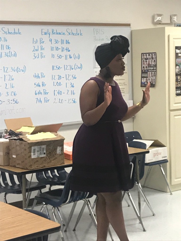 Brandon EPIC National Women's History Month guest speaker, Ms. Salter-wood. "For everything you want to do there is a proper way to do it."