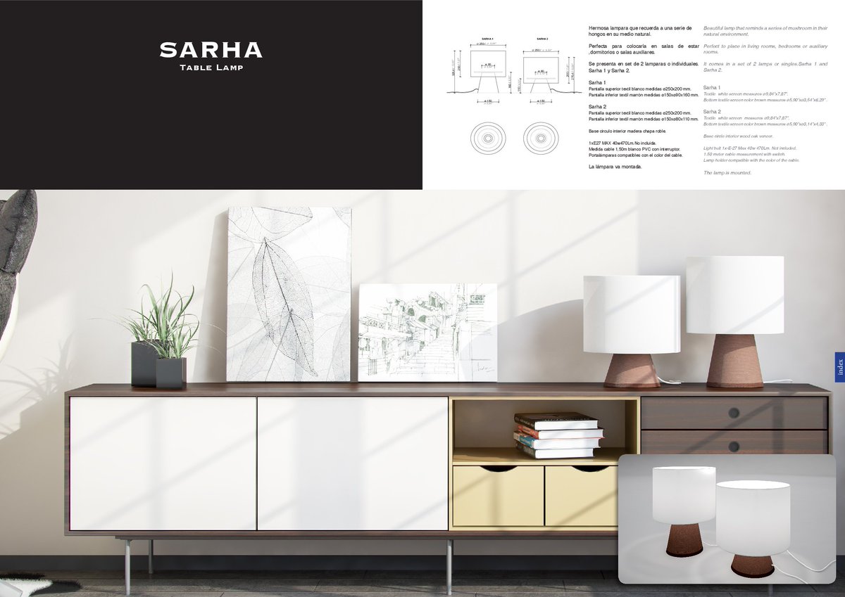 SARHA A Y B
Lámparas especiales para espacios Contract y Residenciales.
Catálogo 2018-Essential"
#Lightning #light #lightingdesign #lamp #industrialdesign #contracts #essential #vintage #cool #andaluciadesign #madeinandalucia #creative #MadeInSpain