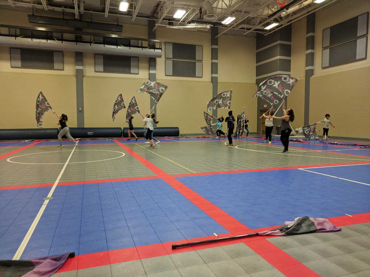 CyRanchBand's tweet photo. The Guard getting ready for their TCGC competition a Katy High School tomorrow! Come see them at 8:37pm, they will steal your 💓! #XOXO #letsgoguard https://t.co/ZfbjlGWkSA