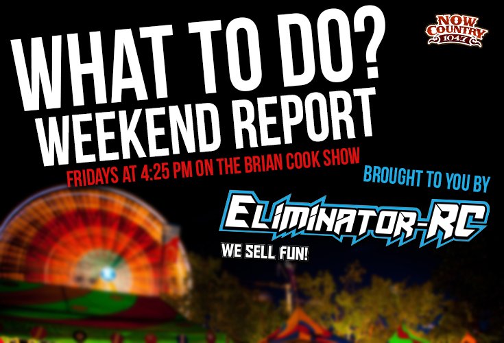 Now_Country1047's tweet photo. Be sure to tune in TODAY at 4:25pm for the #WhatToDo Weekend Report on the #BrianCookShow ! Catch up on whats happening and make your last minute plans, brought to you by Eliminator RC Hobby Supply! https://t.co/VN5zCf4rj1