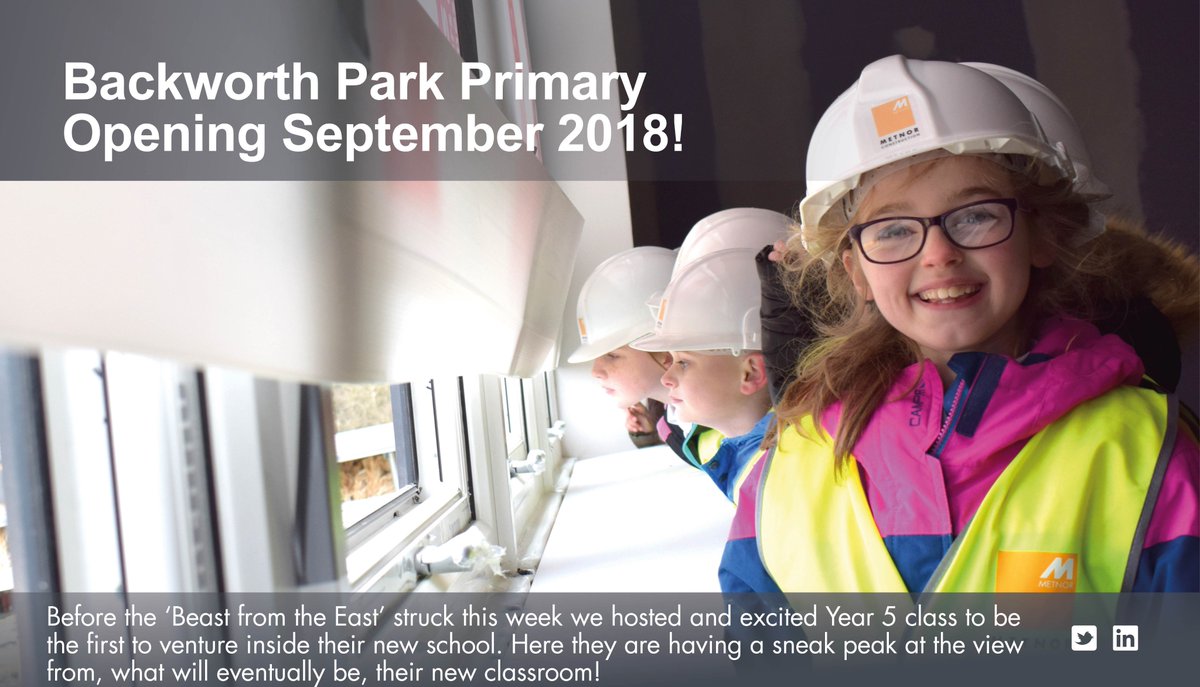 Before the 'Beast from the East' struck this week, we hosted an excited Year 5 Class to be the first to view their new school. Here they are having a sneak peak at the view from, what will eventually be, their new classroom!  #NorthEast #construction @backworth_park