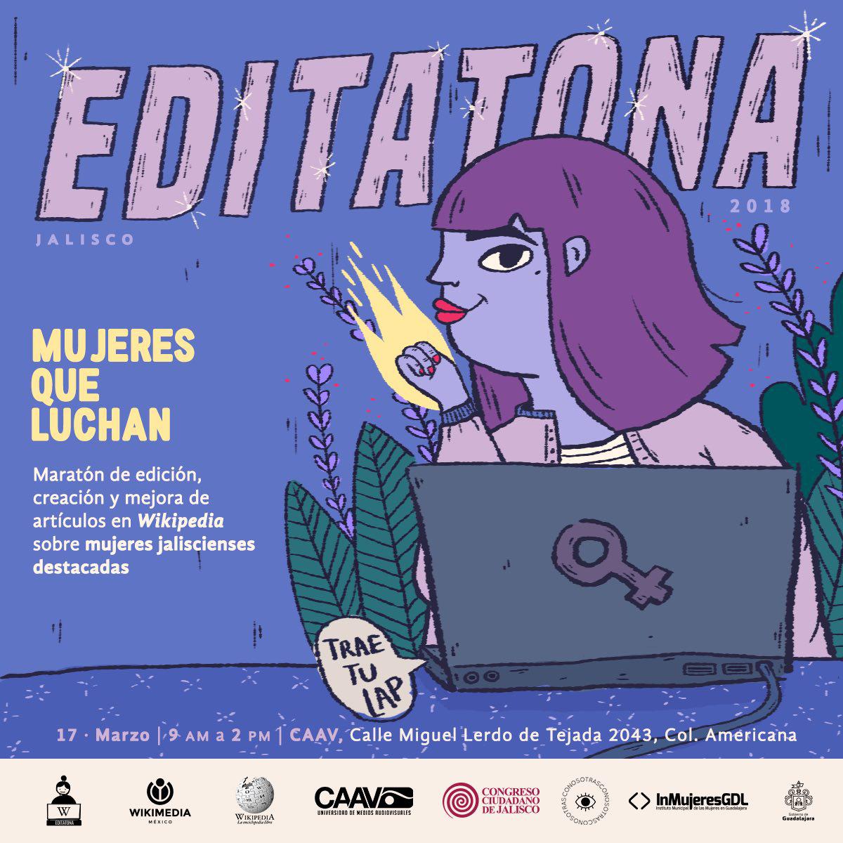 connosotras_'s tweet photo. ¡Hay muchas mujeres talentosas en Jalisco y es momento de darles un lugar en la historia y hacerlas visibles! sé parte de la #EditonaJalisco2018: Mujeres que luchan y únete al jornada para subir las biografías más destacadas a Wikipedia. https://t.co/B7w0vTr1da