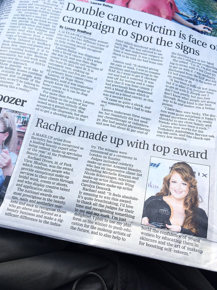 RachaelDivers's tweet photo. I’m in the @ChronOnline today 💄💋 #BarnsleyIsBrill #MuA #MakeupArtist #PBAwards @pro_beauty https://t.co/bb4DopfDfC
