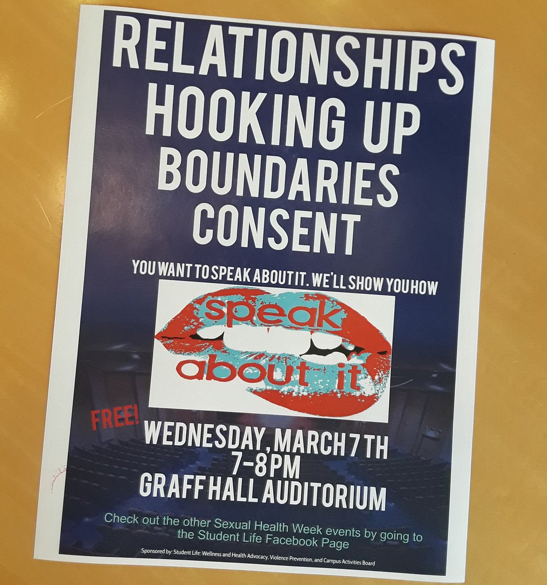 uwlpave's tweet photo. Hey Eagles! Don't forget to check out Student Life's Sexual Health talks and activities next week 💜💙 https://t.co/fbQgGBOgWf