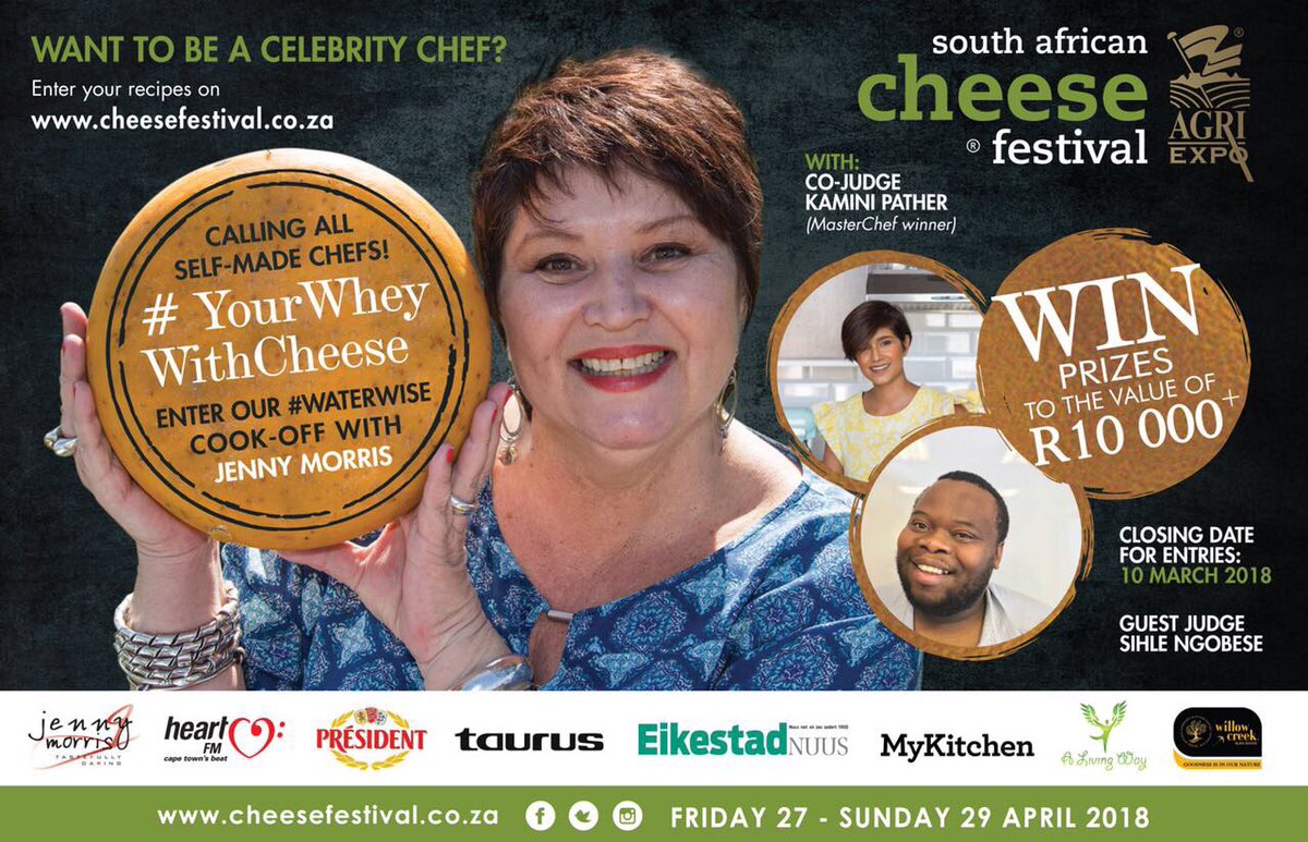 SACheeseFest's tweet photo. We all have #friends who are great #cooks - #nominate your best #foodiefriends to participate in our #YourWheyWithCheese Cook-off, in partnership with @Heart1049FM 
Visit https://t.co/dkkO4Aw8wc to enter #waterwise recipes with #PresidentCheese. Entries close on Saturday 10 March https://t.co/7StTqqjD0X