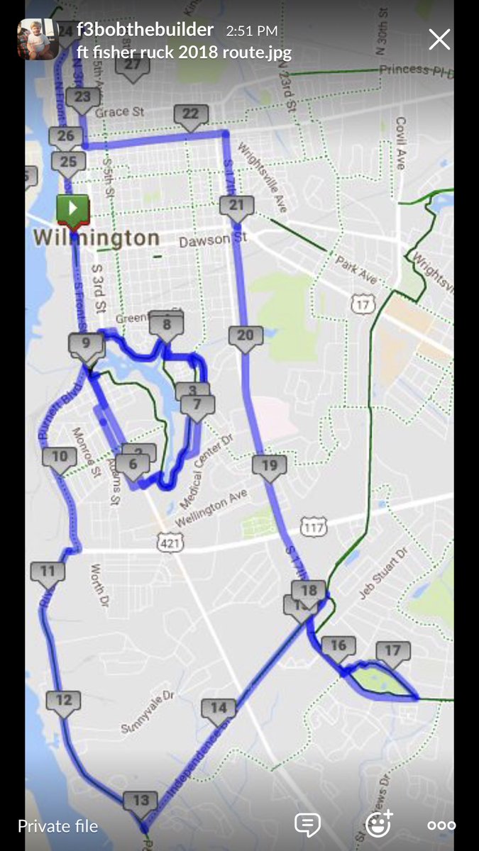 <a href="/f3capefear/">F3CapeFear</a> <a href="/F3GRCHeavy/">2018 F3 Custom HEAVY</a> <a href="/F3NationRuck/">F3 Nation Rucking</a> the Ft Fisher Ruck route is posted! It will start promptly at 0600 tomorrow, 3/3 on the 100-200 block of Water St downtown in front of the Veterans Wall Memorial!