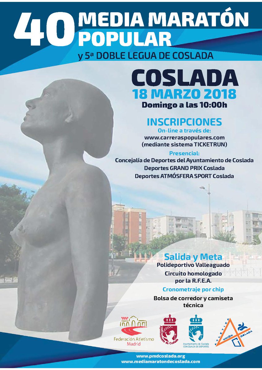 Ayto_Coslada's tweet photo. DEPORTE | Revista oficial de la 40 Media Maratón Popular y 5ª Doble Legua de #Coslada. 
1⃣8⃣ de marzo a partir de las 10 hs. 
Inscripciones on line 👉🏼 https://t.co/tpTL0cUhu6
▶️▶️ https://t.co/sMa49y05c3 https://t.co/w3VhgeGAEt