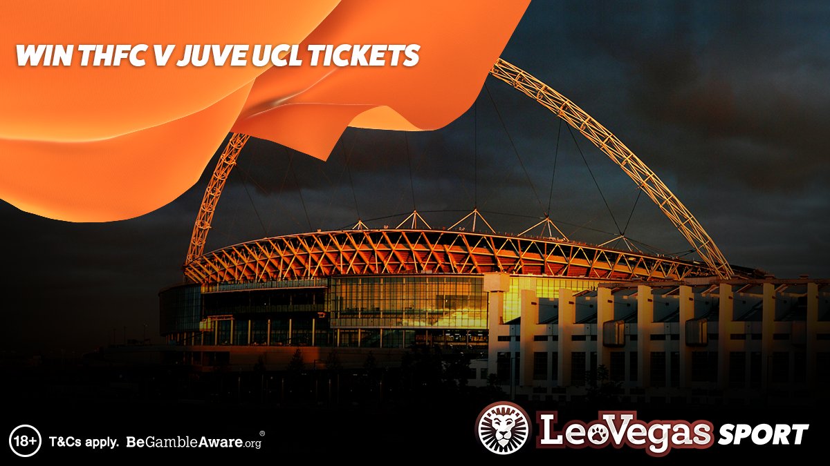 LeoVegasSportUK's tweet photo. Win a pair of VIP tickets to see #THFC v #Juve at Wembley on 7th March. ⚽

Follow &amp; RT for the chance to win! 🔁

18+ Full T&amp;C's Apply: https://t.co/Ml54IVROsu. Comp. ends 12pm Monday 5th March 2018.

#LeoVegasSport #UCL #TOTJuve #Weekend #Competition #Spurs #COYS https://t.co/mMrz9wYwX2