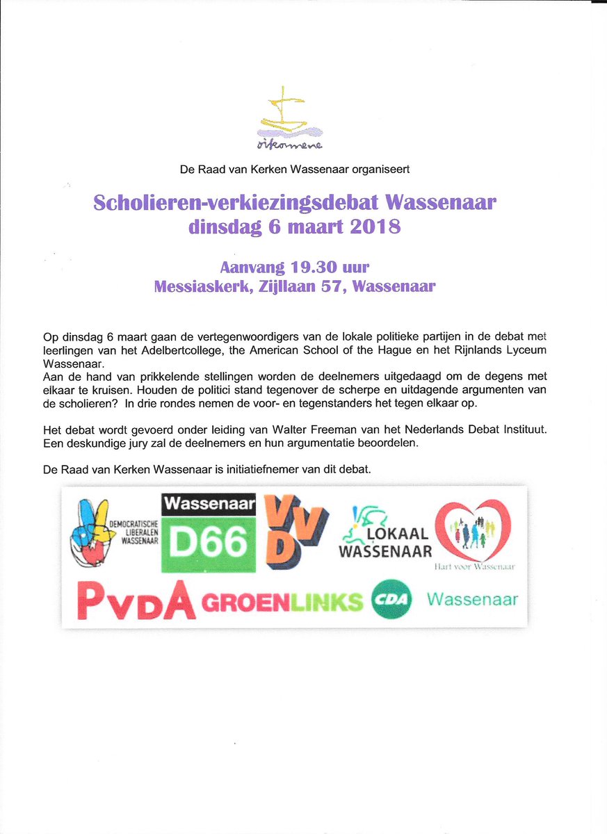 #scholierendebat #gemeenteraadsverkiezingen2018  <a href="/Gem_Wassenaar/">Gemeente Wassenaar</a>