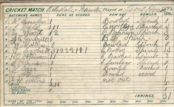 Bilsdale batting v <a href="/Nawton_Grange/">Nawton Grange CC</a> 1892, 31ao