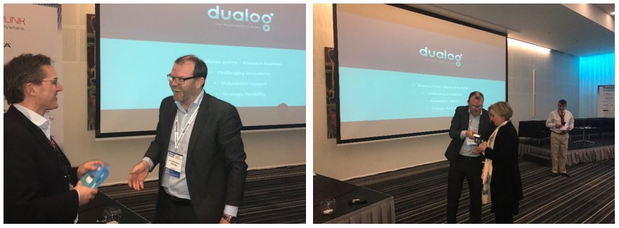Dualog_News's tweet photo. Henrik Hvid Jensen from @MaerskLine wins Dualog’s Lunch Lottery at the #iShipping Conference organised by @TheDigitalShip in Copenhagen, together with runner-up Marianne Lund from @OSM_Maritime - congratulations! #shipping #digitalship https://t.co/SiM9bcedOK