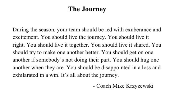 CoachWithLove's tweet photo. Too long to tweet - too good to cut - The Journey - Coach Krzyzewski - https://t.co/jae3Vkfyyo
